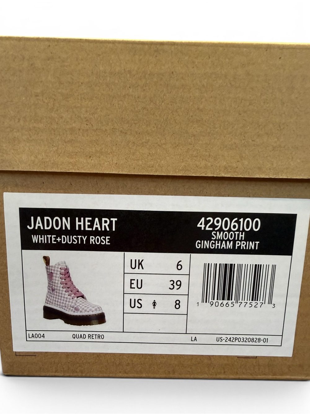 Dr. Martens Pink Gingham Jadon Heart White Dusty Rose - Picture 9 of 9
